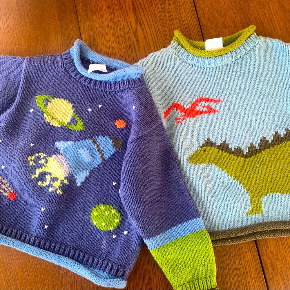 3T MulBerribush Dinosaur and Rocket Sweater